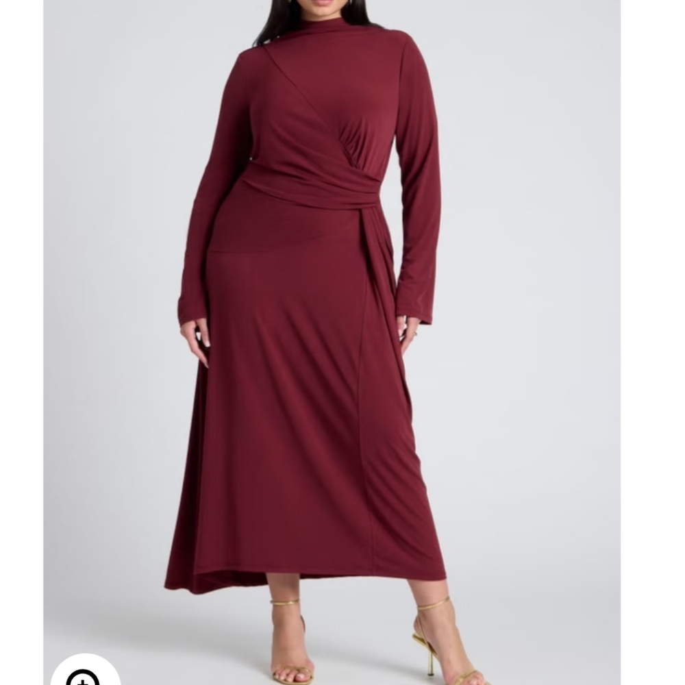 Elegant Burgundy Long Sleeve Dress